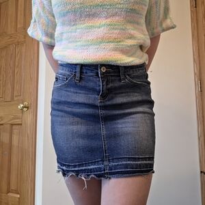 Dark Blue Denim Mini Skirt - Classic Women's Jean Skirt